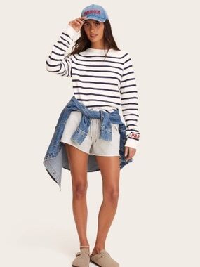NWT Parke x Target Navy Blue Striped Rollneck Pullover Sweater - M